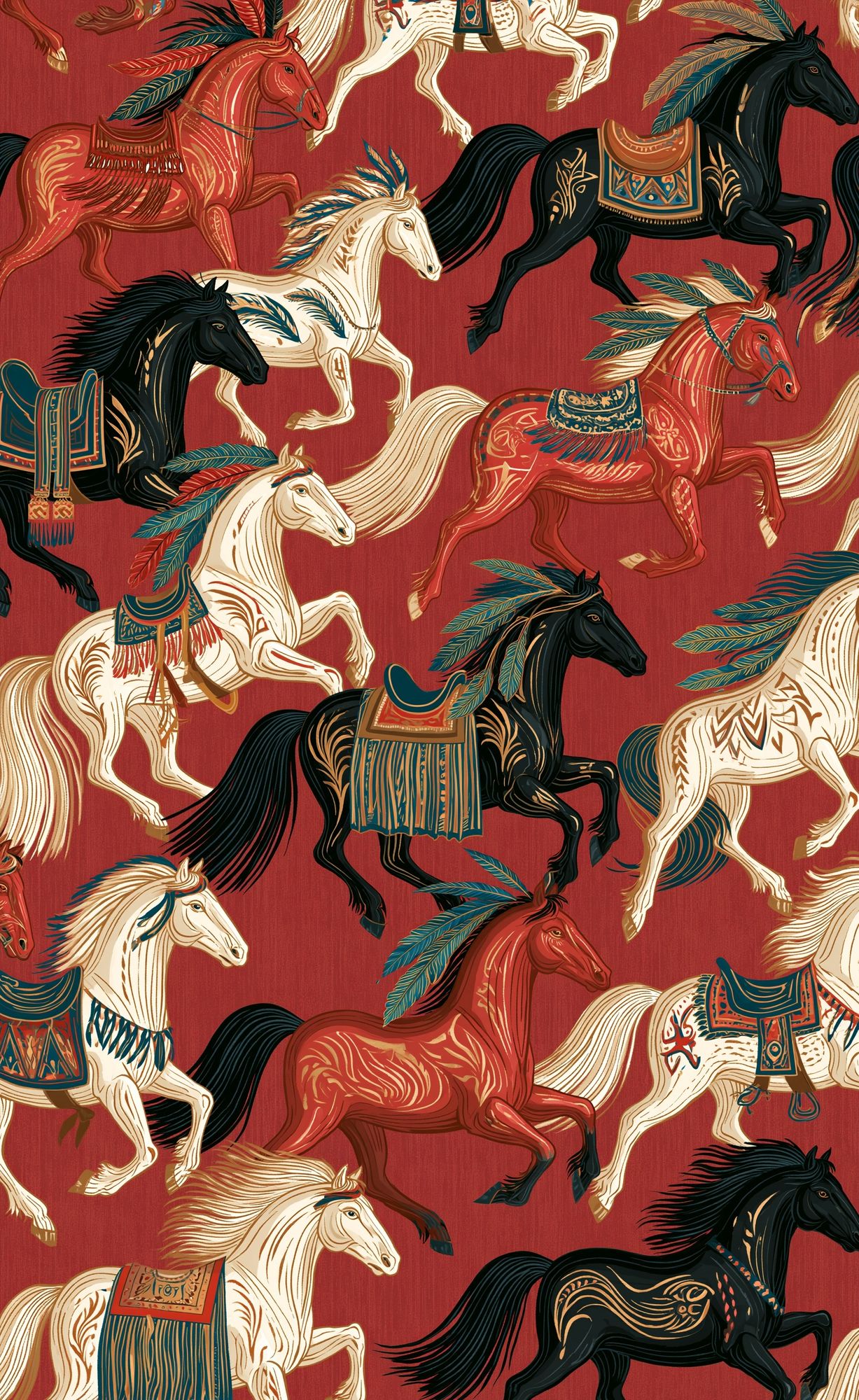 Decorative Horses Pattern Poster. poster detail