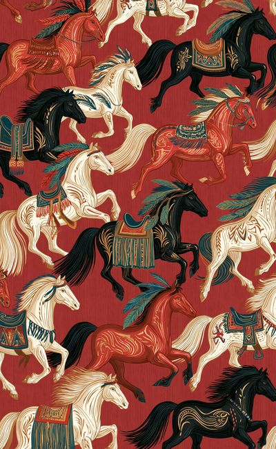 Decorative Horses Pattern Poster. poster