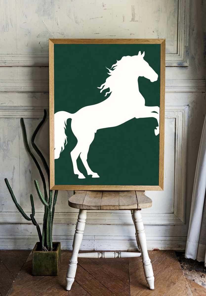 Rearing Horse Silhouette Print. room preview