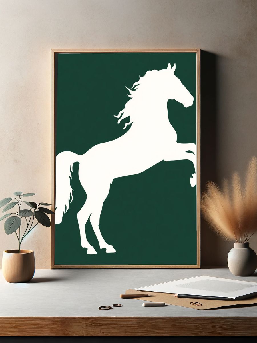 Rearing Horse Silhouette Print. — room view 2