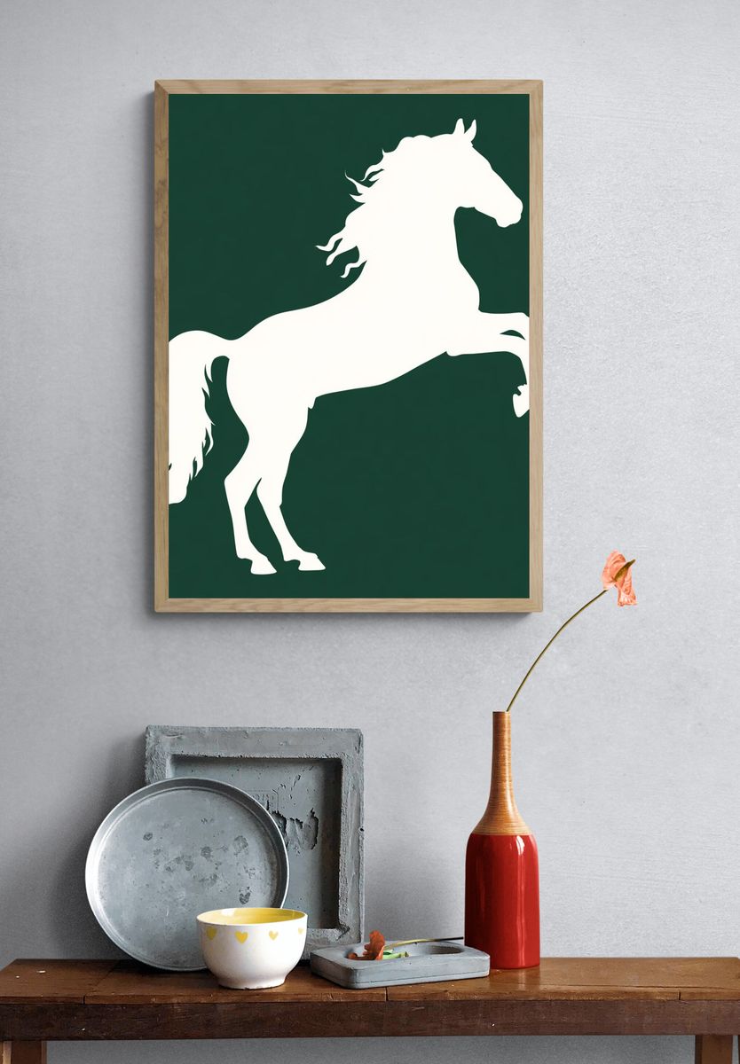 Rearing Horse Silhouette Print. — room view 3