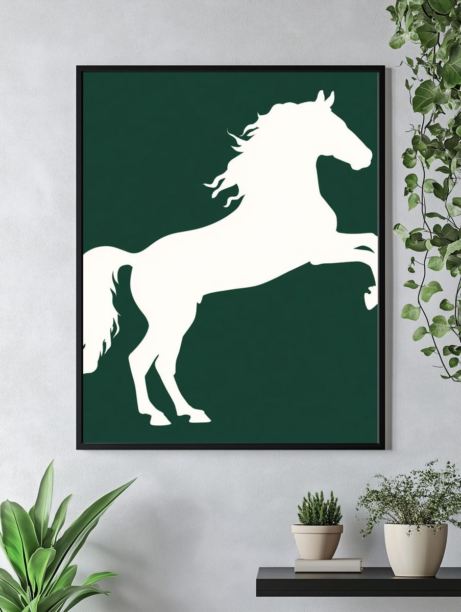 Rearing Horse Silhouette Print. — room view 4