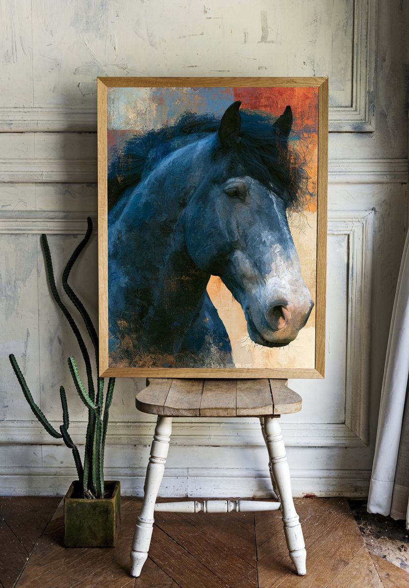 Blue Horse Portrait Poster. room preview