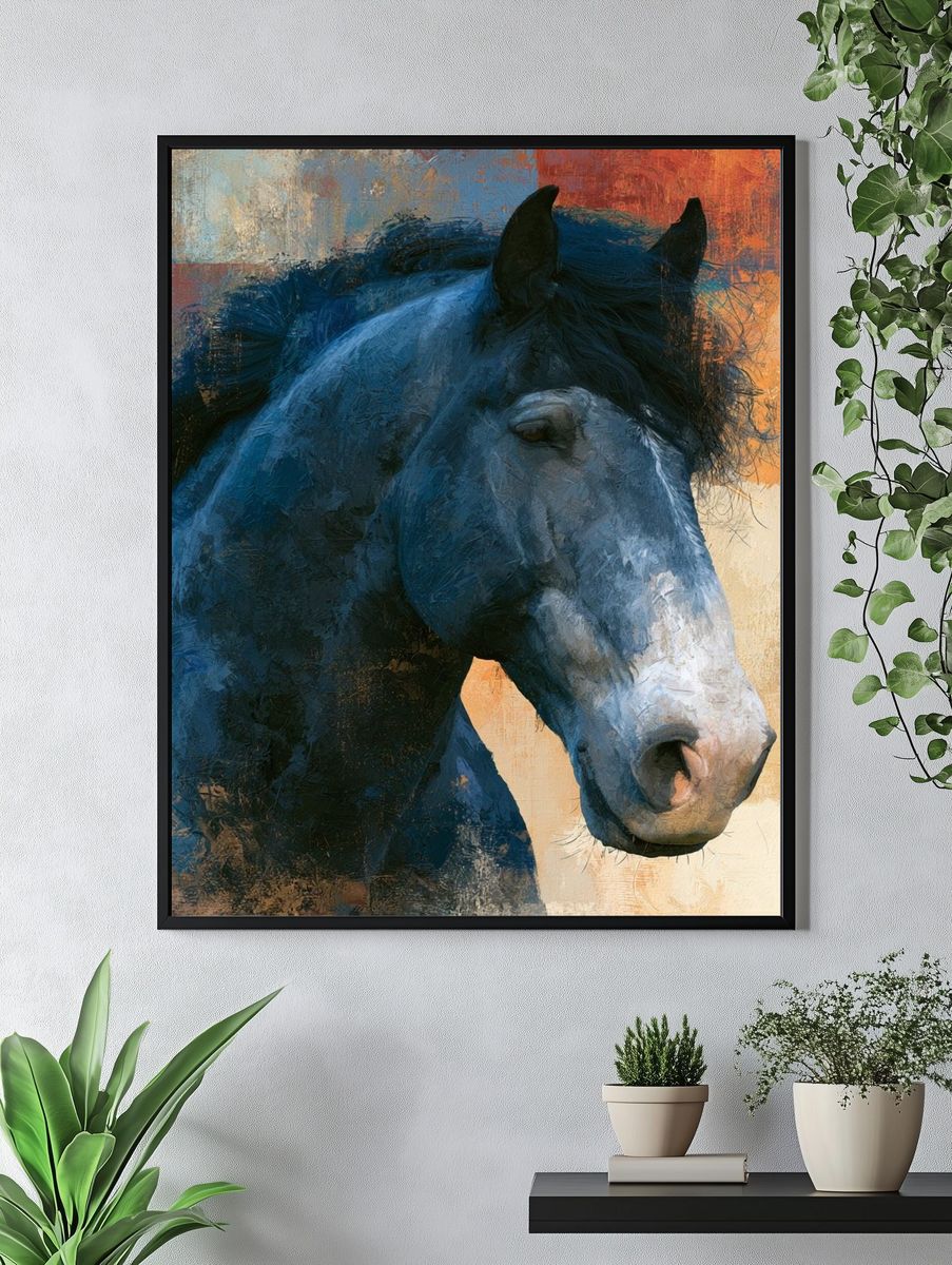 Blue Horse Portrait Poster. — room view 4