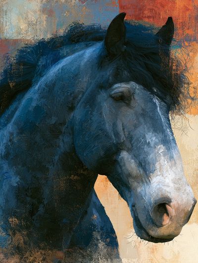 Blue Horse Portrait Poster.