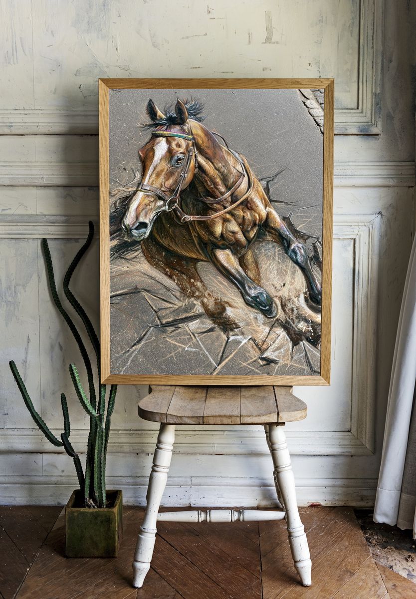 Galloping Horse Street Art Poster. — room view 1