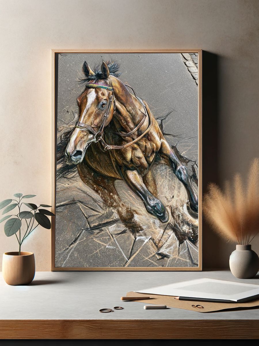 Galloping Horse Street Art Poster. — room view 2