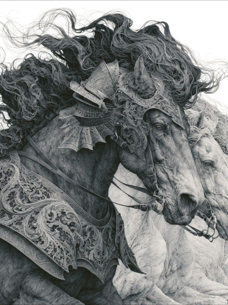 Armored Horses Illustration Poster. poster detail