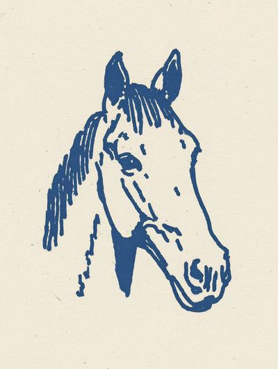 Blue Horse Line Art Poster.