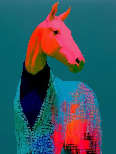Neon Horse Portrait Print.