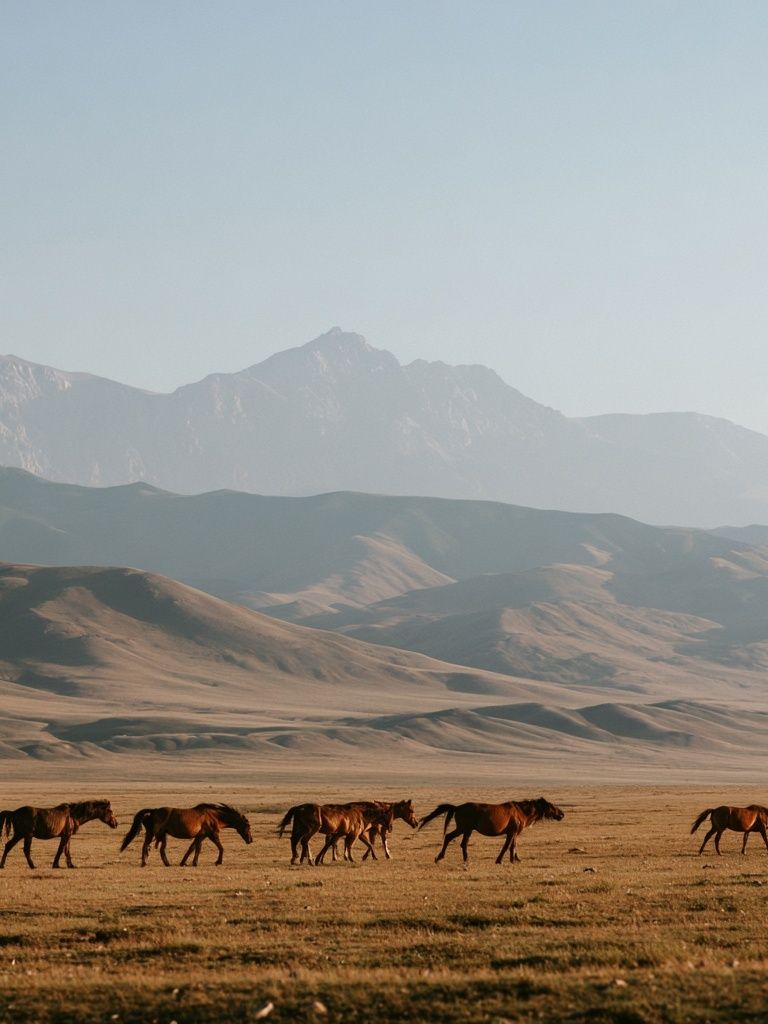 Wild Horses in Mountain Valley Poster. poster detail
