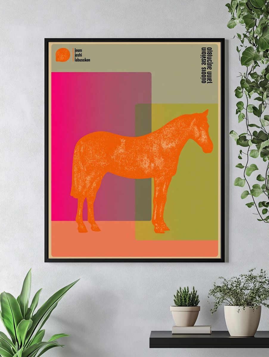 Orange Horse Pop Art Poster. — room view 4