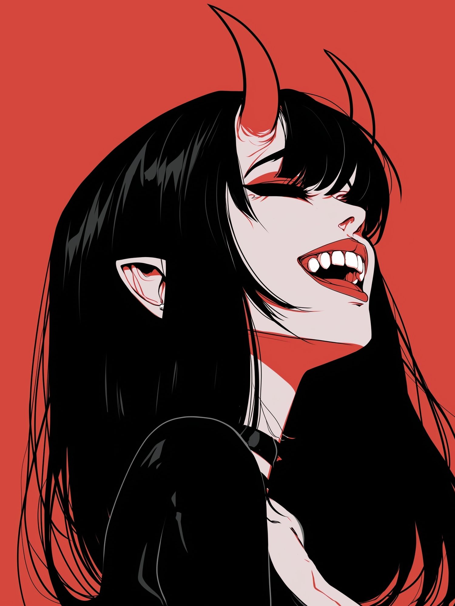 Horned Anime Girl Portrait Poster. poster — anime art
