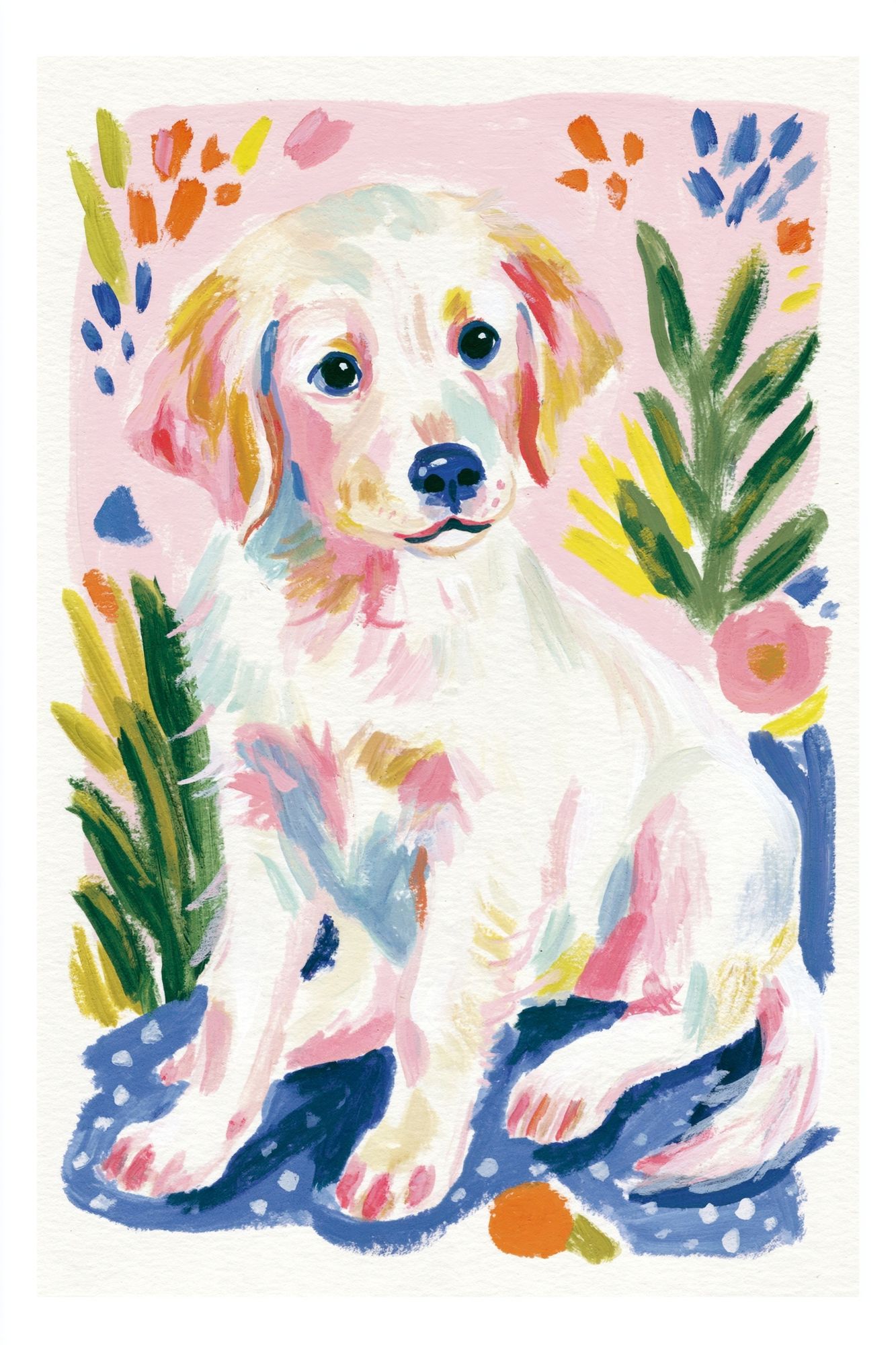 Colorful Puppy Watercolor Poster. poster — animals art