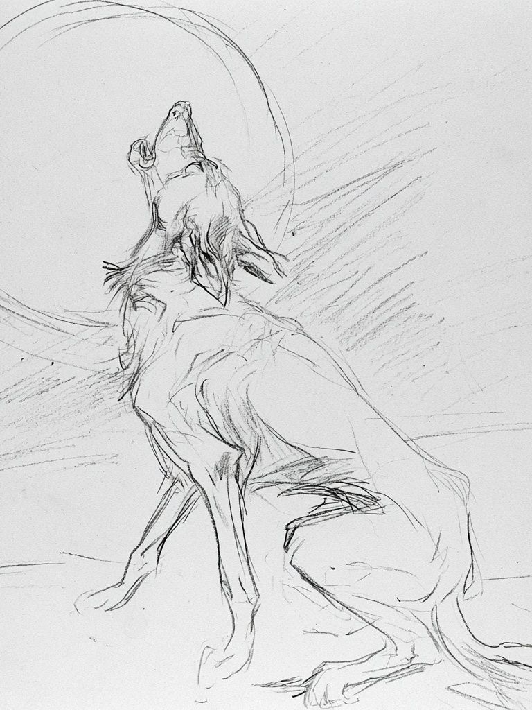 Howling Wolf Sketch Poster. poster detail