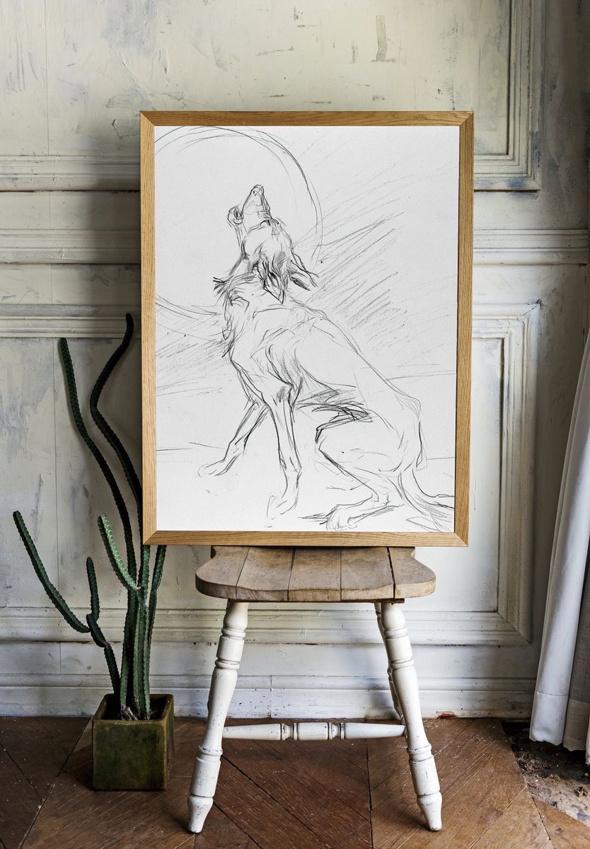 Howling Wolf Sketch Poster. room preview