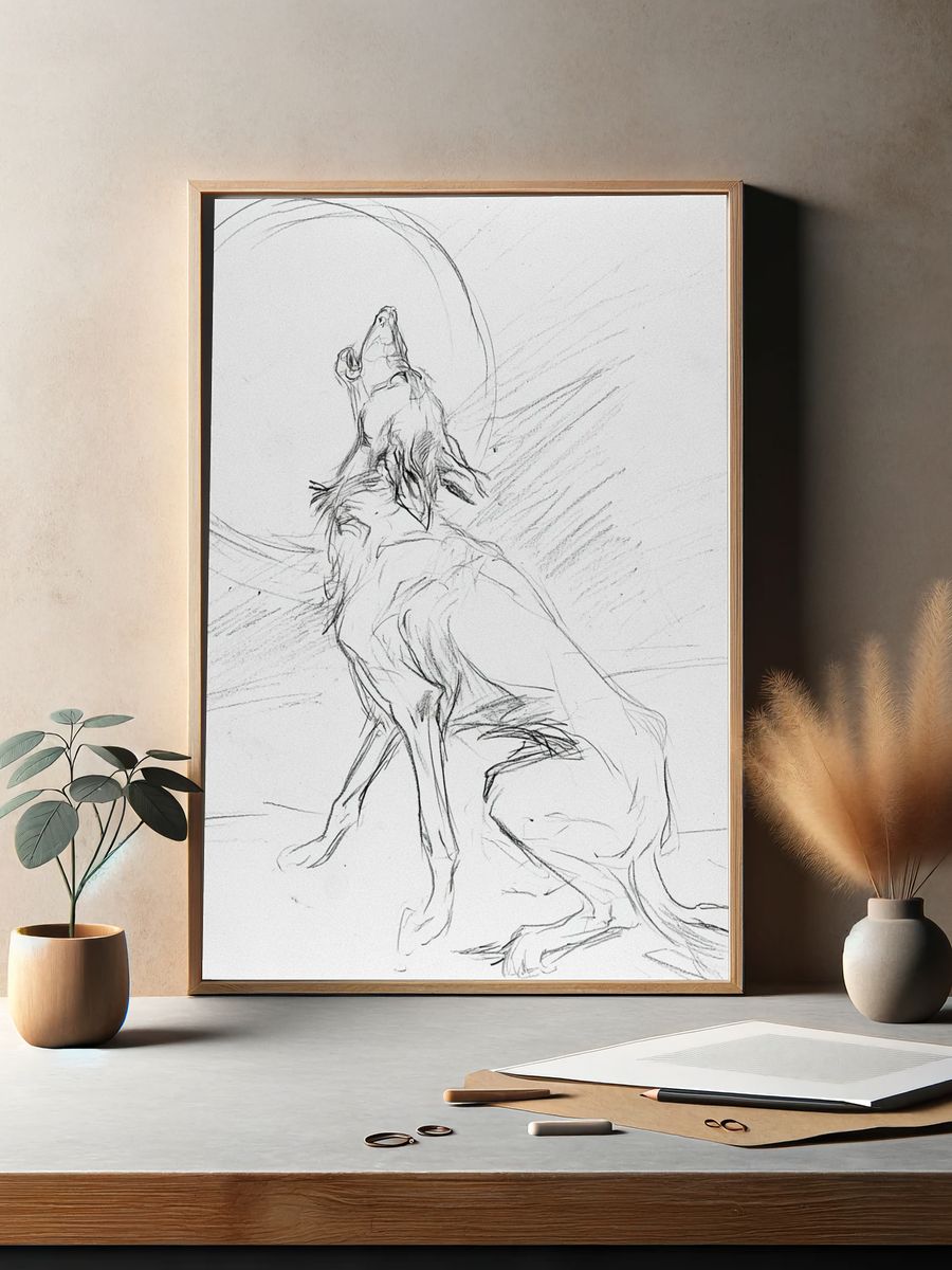 Howling Wolf Sketch Poster. — room view 2