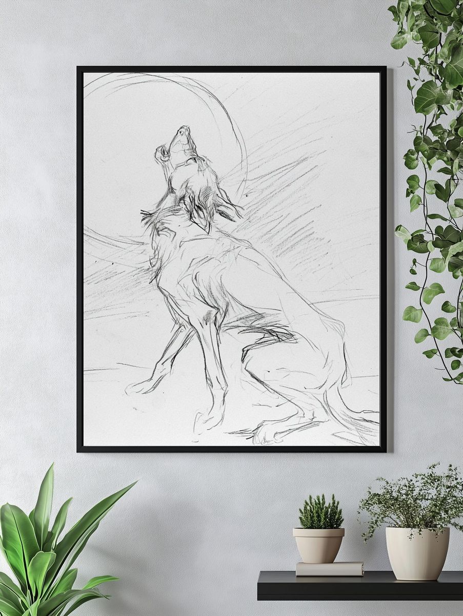 Howling Wolf Sketch Poster. — room view 4