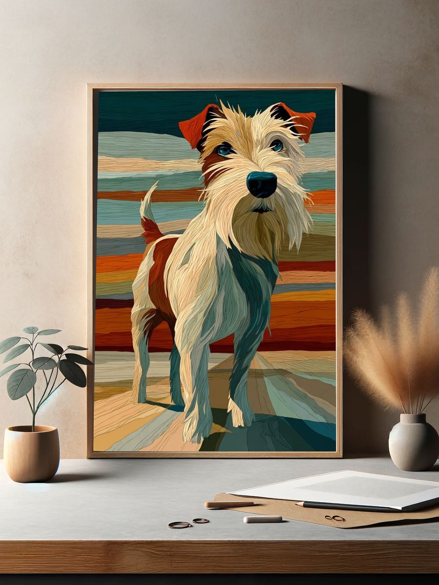 Wire Fox Terrier Illustration Poster. — room view 2