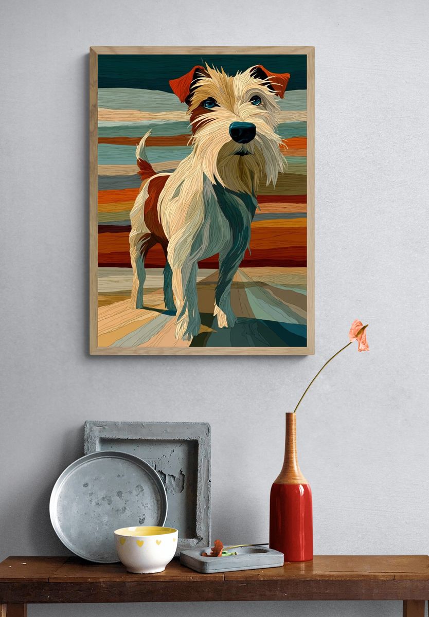 Wire Fox Terrier Illustration Poster. — room view 3