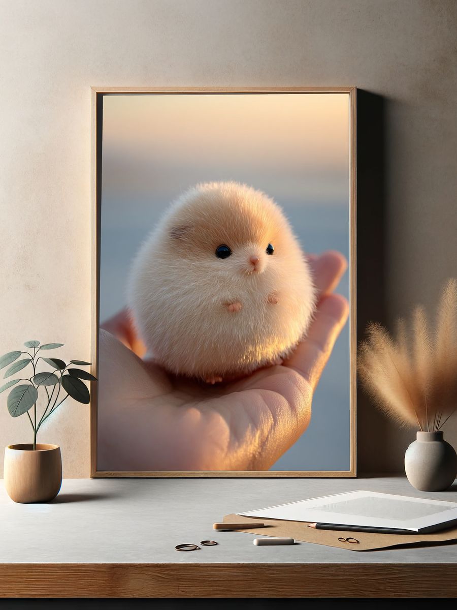 Fluffy Hamster Portrait Poster. — room view 2