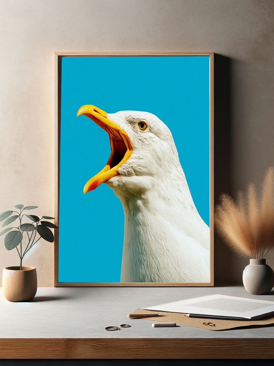 Seagull Portrait Photography Poster. — room view 2