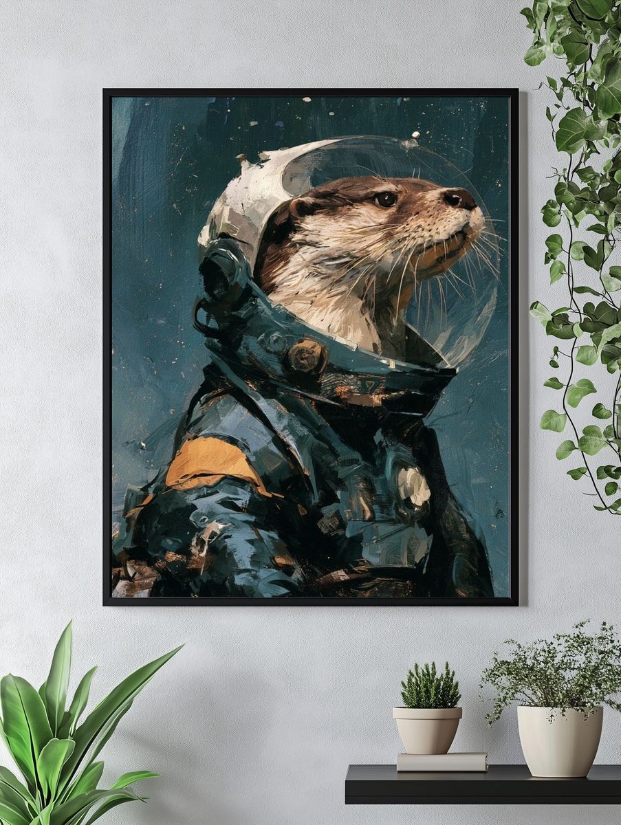 Astronaut Otter Illustration Poster. — room view 4