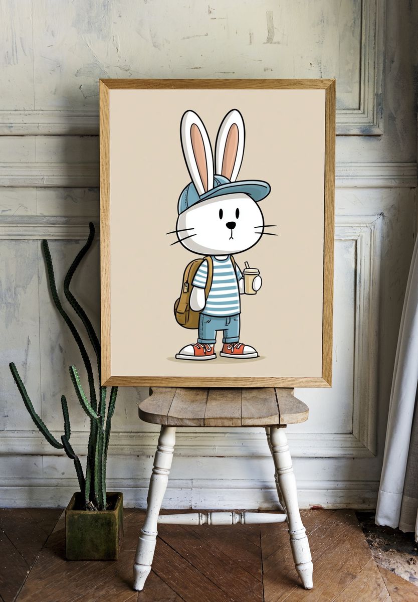 Cool Bunny Cartoon Poster. — room view 1