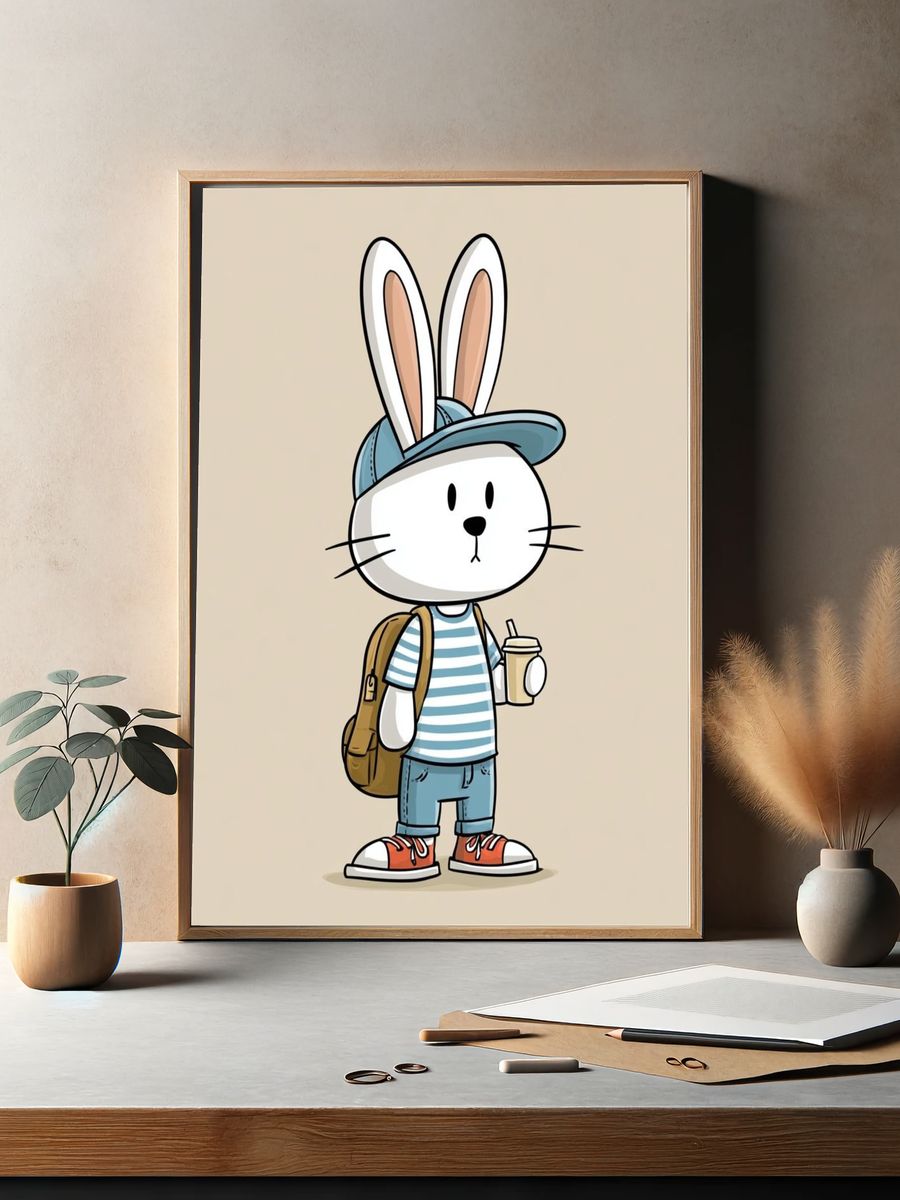 Cool Bunny Cartoon Poster. — room view 2