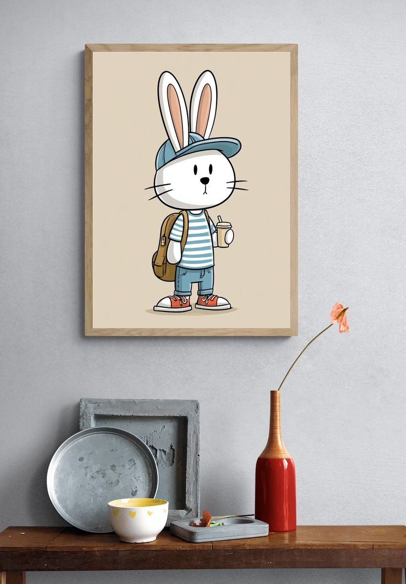 Cool Bunny Cartoon Poster. — room view 3