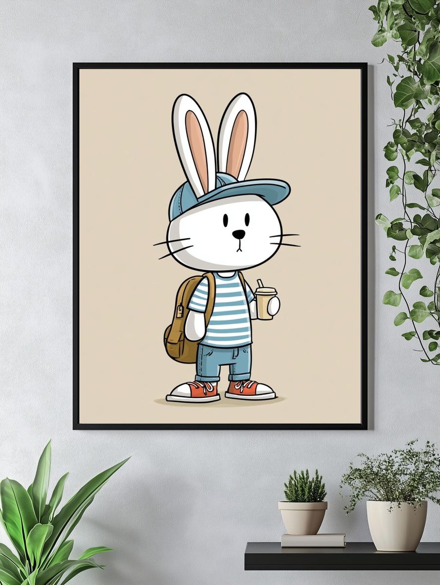 Cool Bunny Cartoon Poster. — room view 4