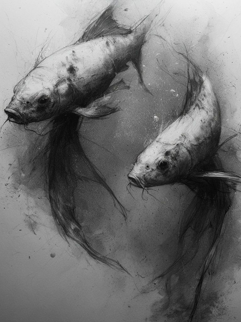 Koi Fish Sketch Poster. poster — animals art