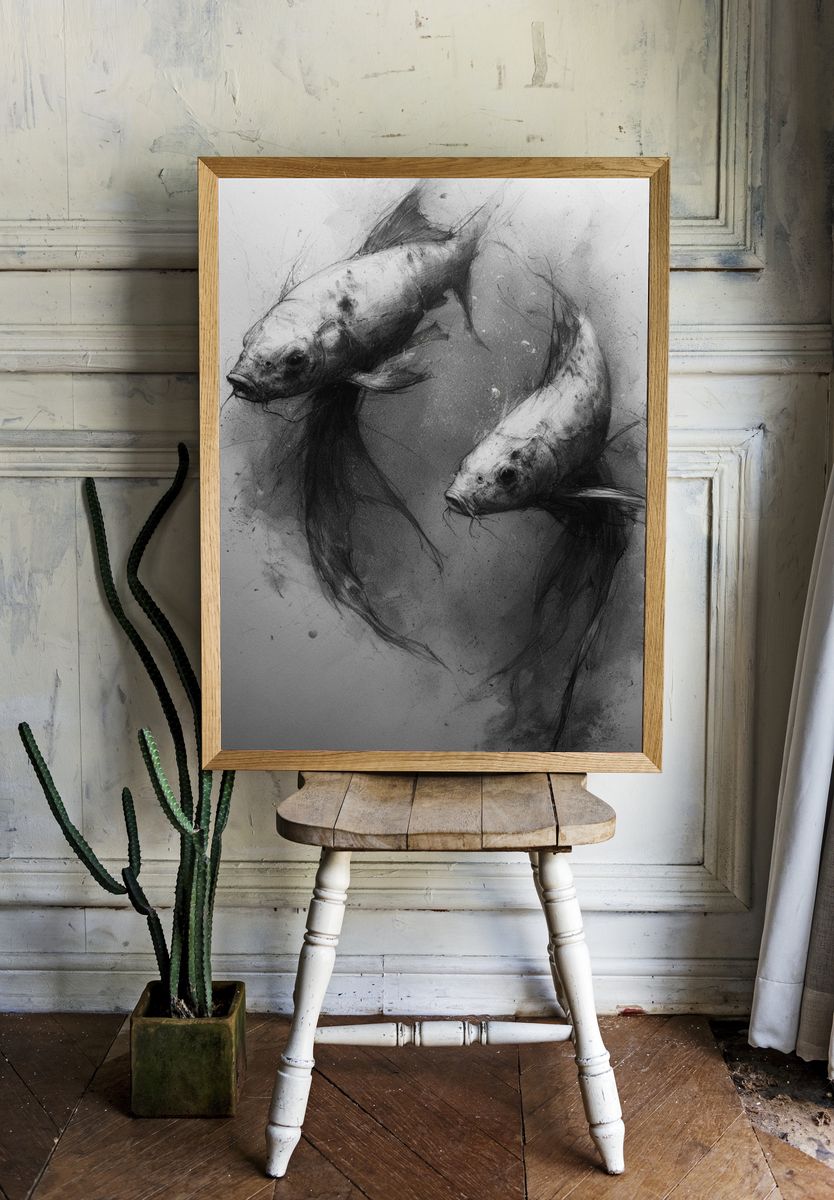 Koi Fish Sketch Poster. room preview