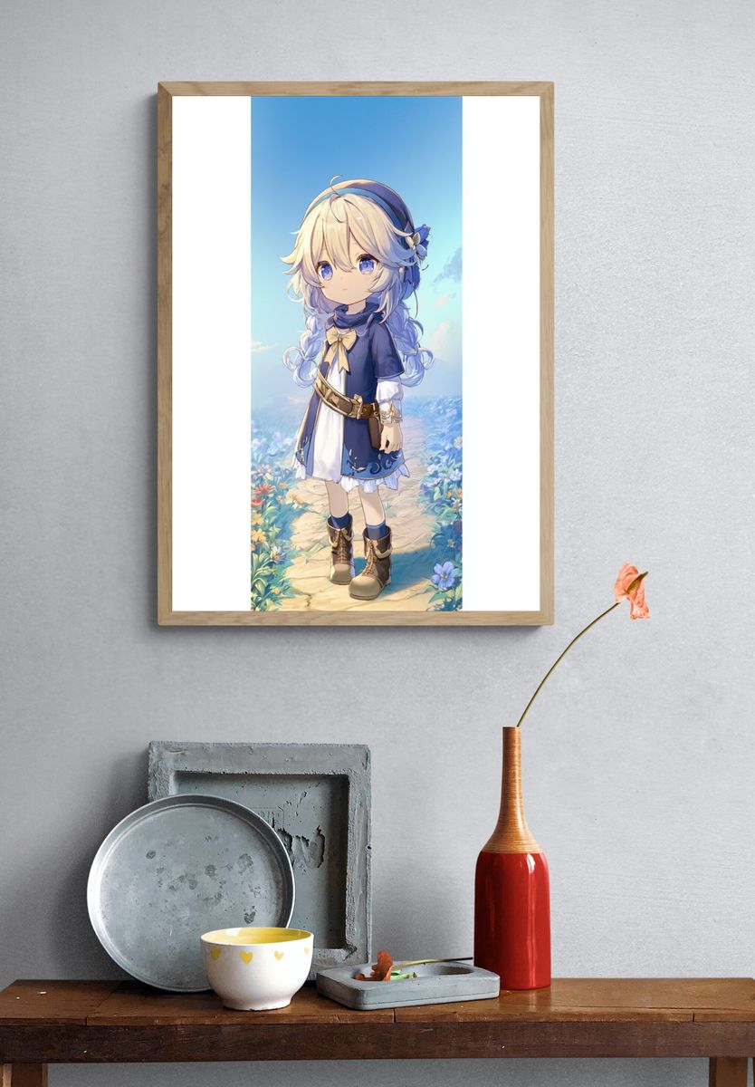 Blue-Haired Anime Girl Poster. — room view 3