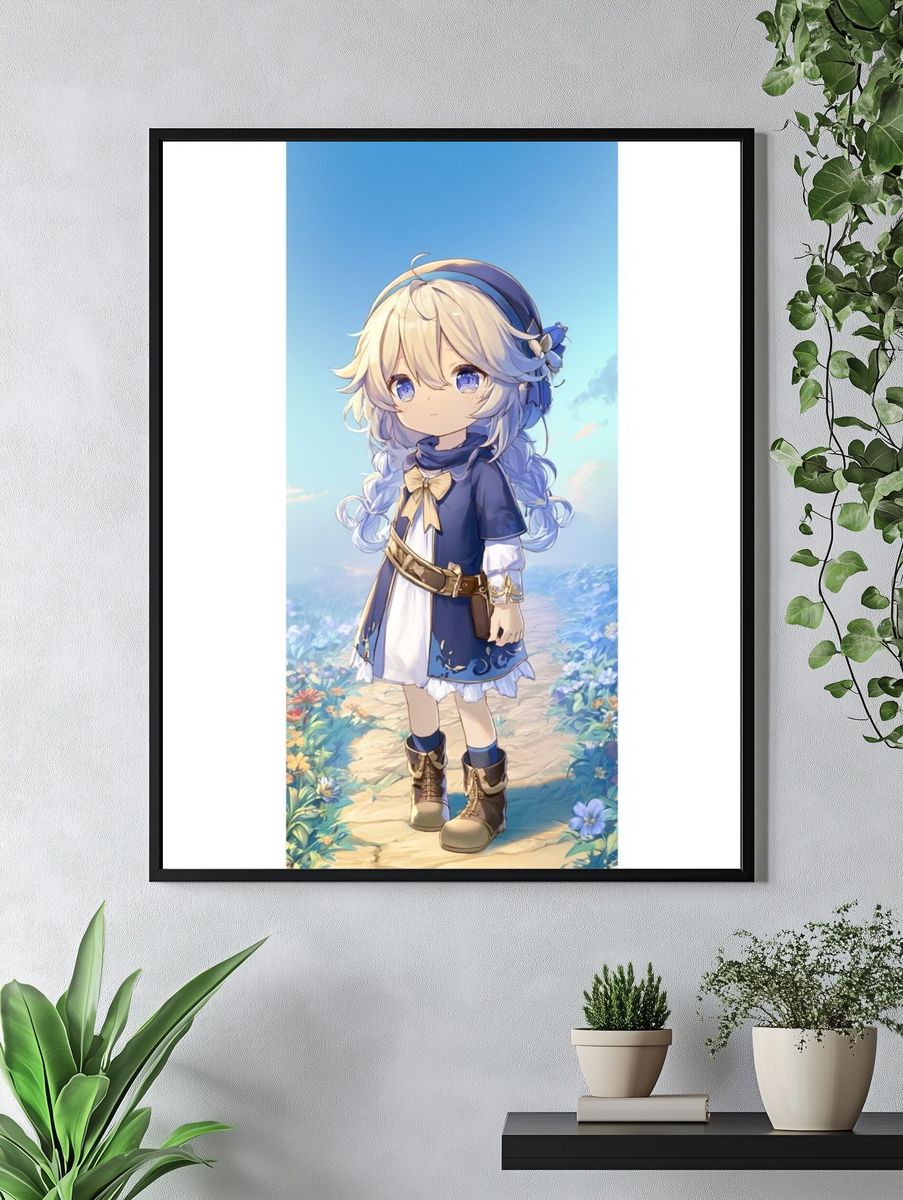 Blue-Haired Anime Girl Poster. — room view 4