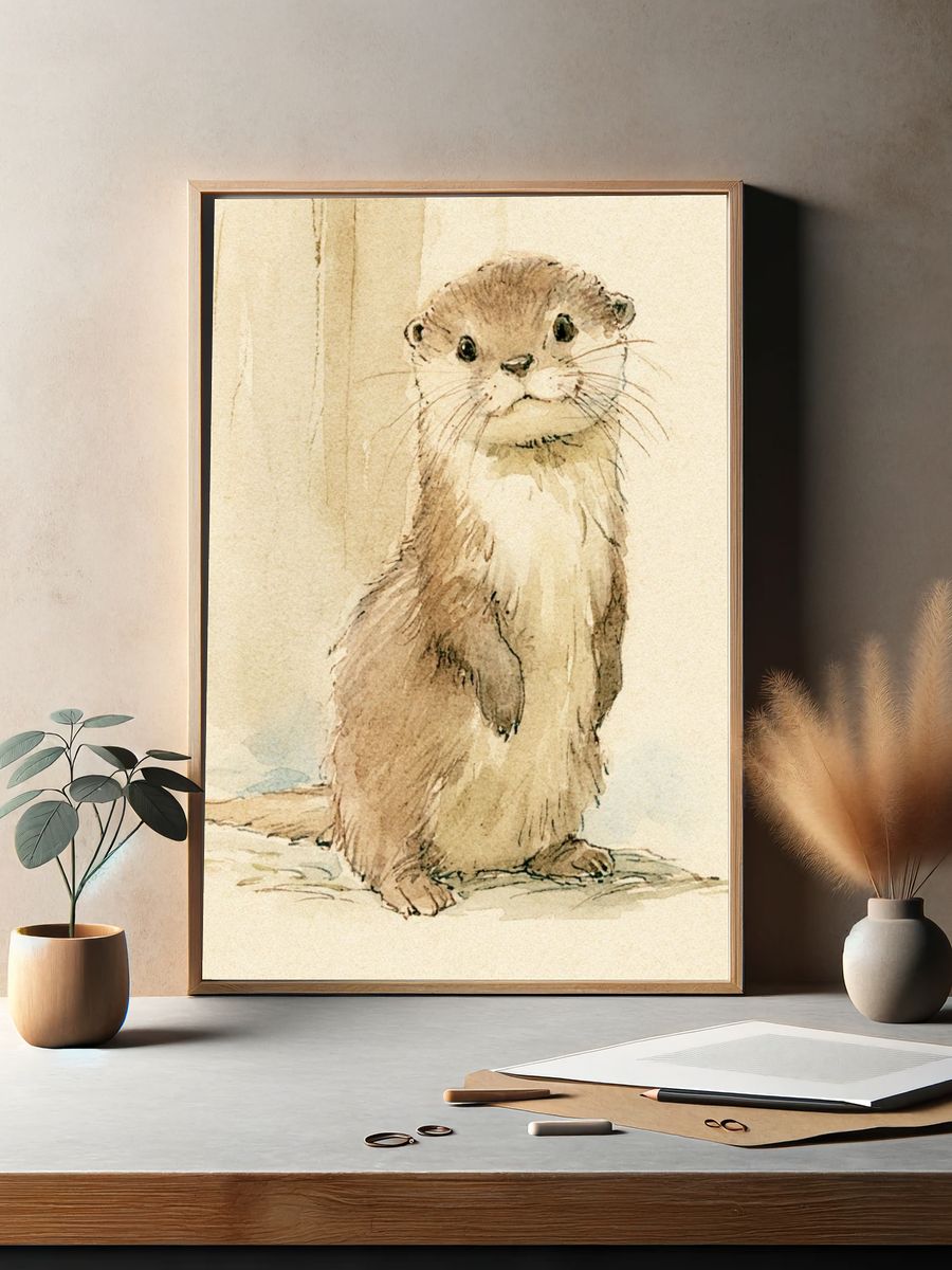 Otter Watercolor Poster. — room view 2