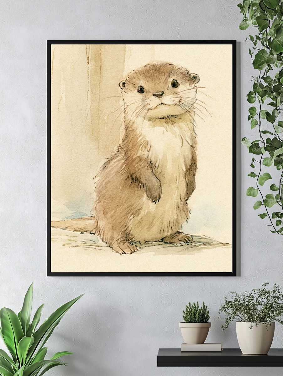 Otter Watercolor Poster. — room view 4