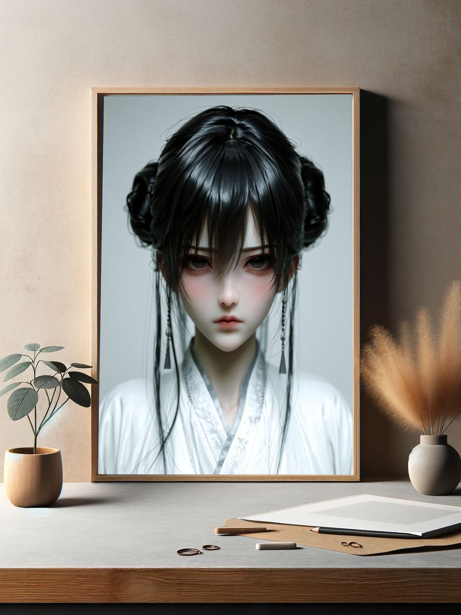 Gothic Anime Portrait Print. — room view 2