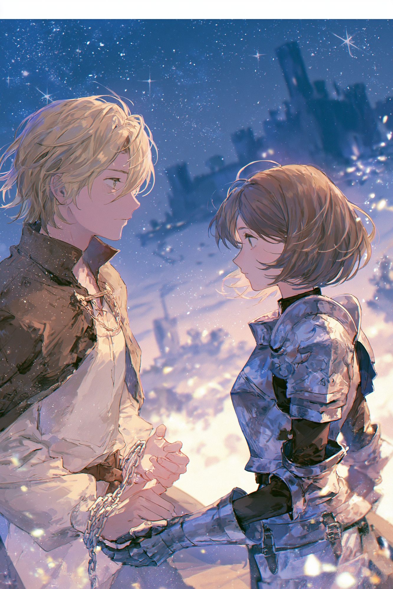 Starry Anime Lovers Illustration Poster. poster detail