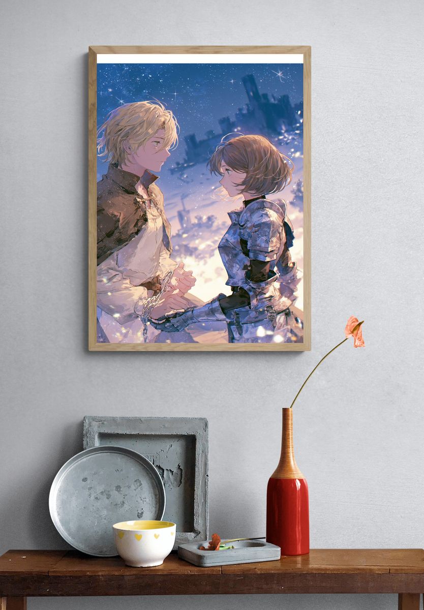 Starry Anime Lovers Illustration Poster. — room view 3