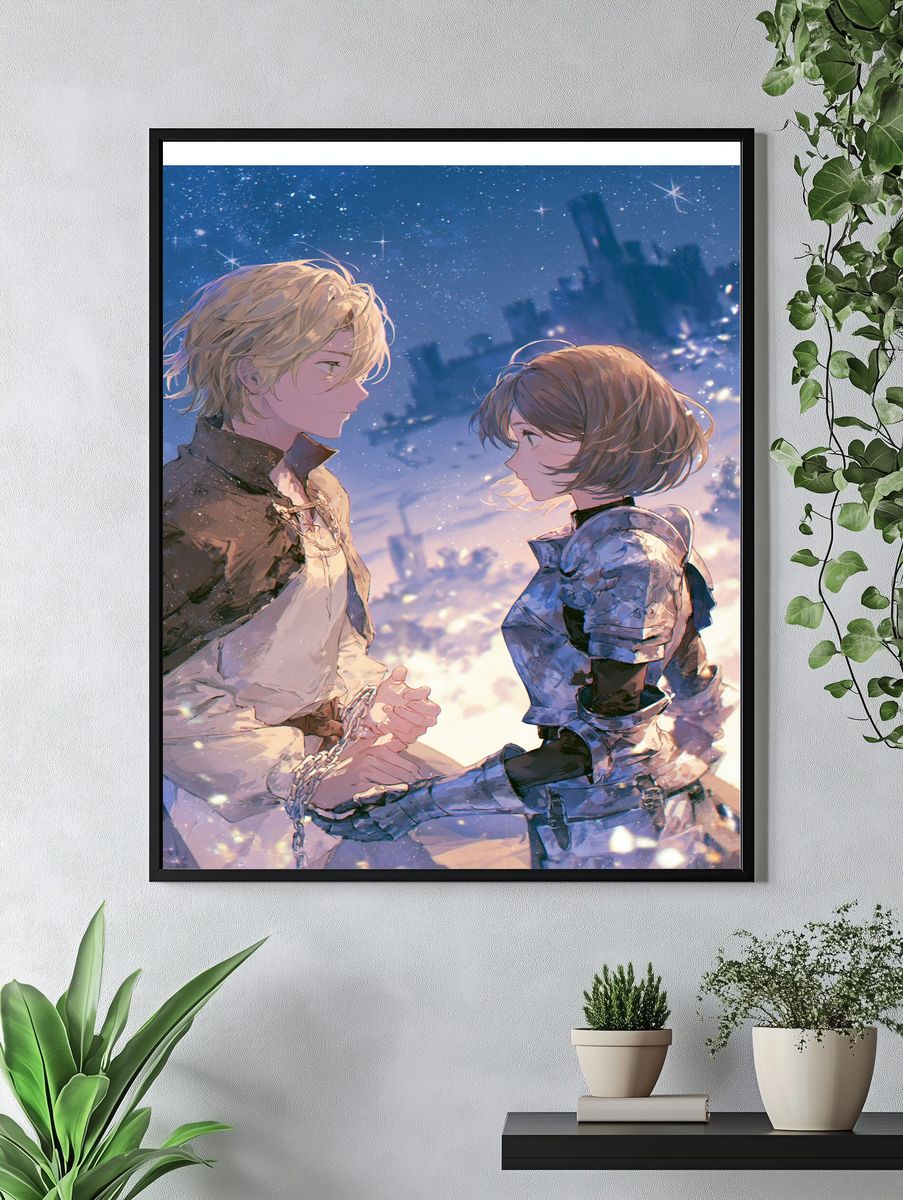 Starry Anime Lovers Illustration Poster. — room view 4