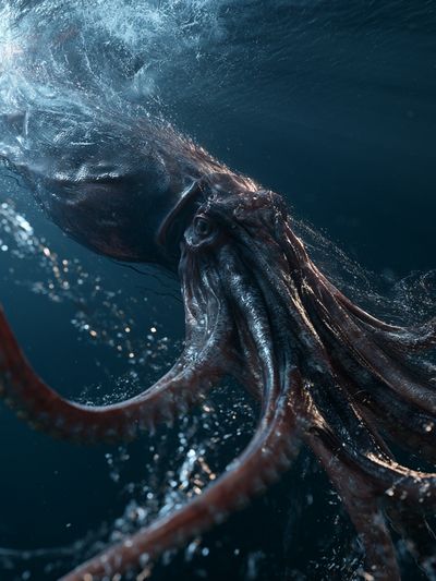 Giant Squid Underwater Photography Poster. poster