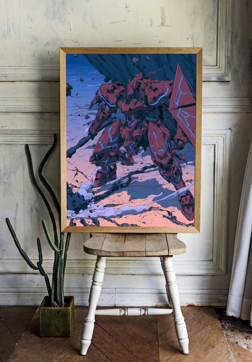 Mecha Warrior Sci-Fi Poster. room preview