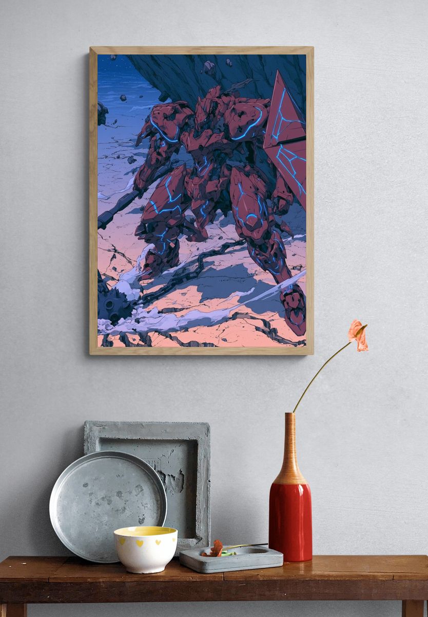 Mecha Warrior Sci-Fi Poster. — room view 3