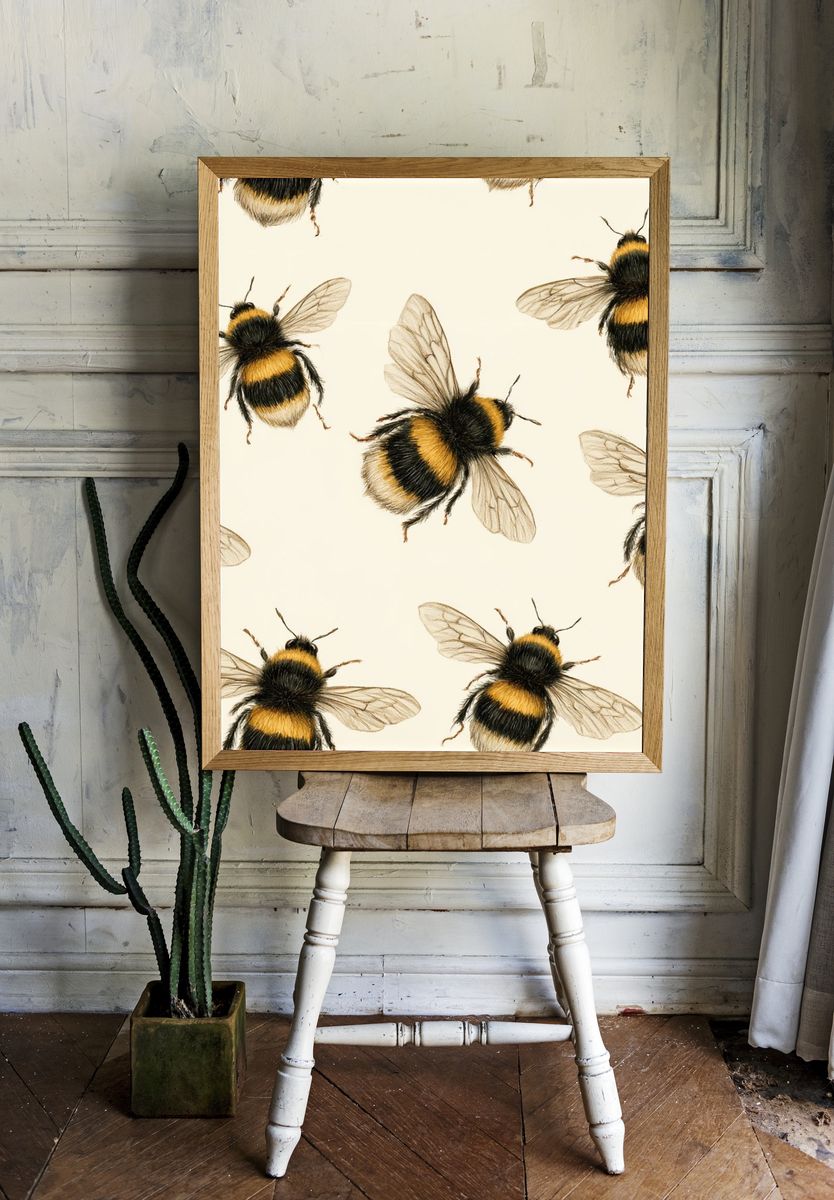 Bumblebee Pattern Illustration Poster. room preview