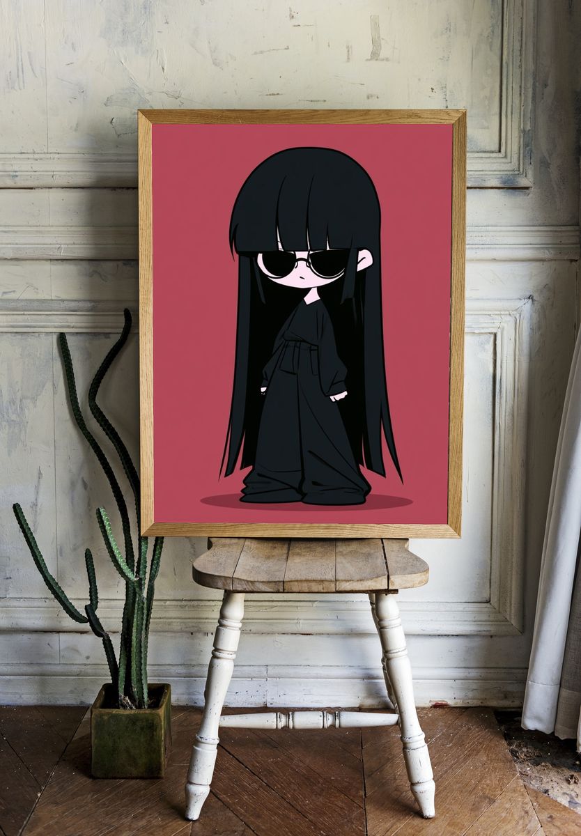 Gothic Chibi Girl Illustration Poster. room preview