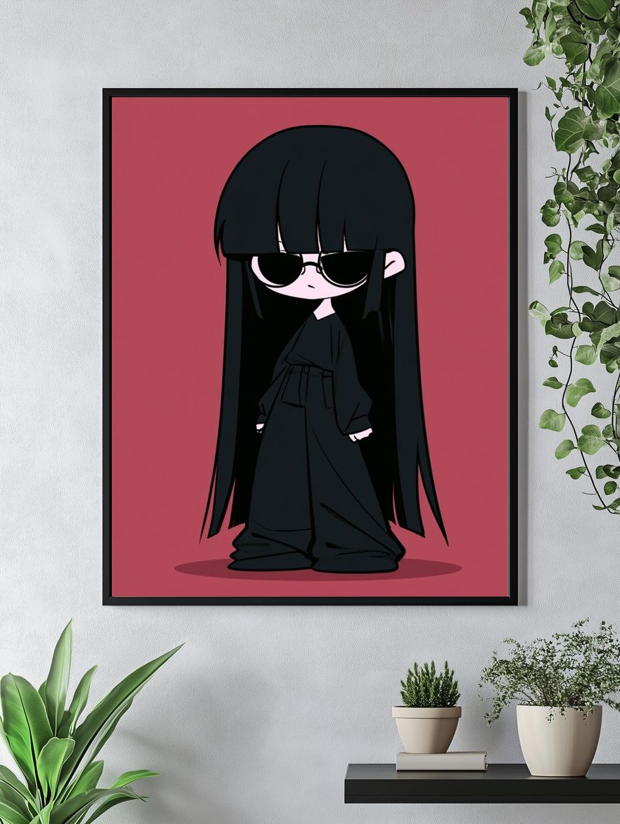Gothic Chibi Girl Illustration Poster. — room view 4