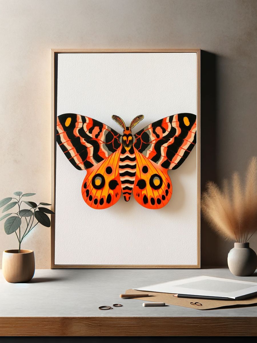 Tiger Moth Botanical Print. — room view 2