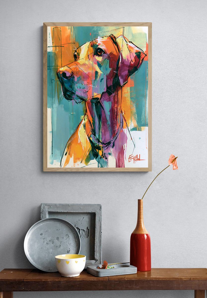 Colorful Dog Portrait Print. — room view 3