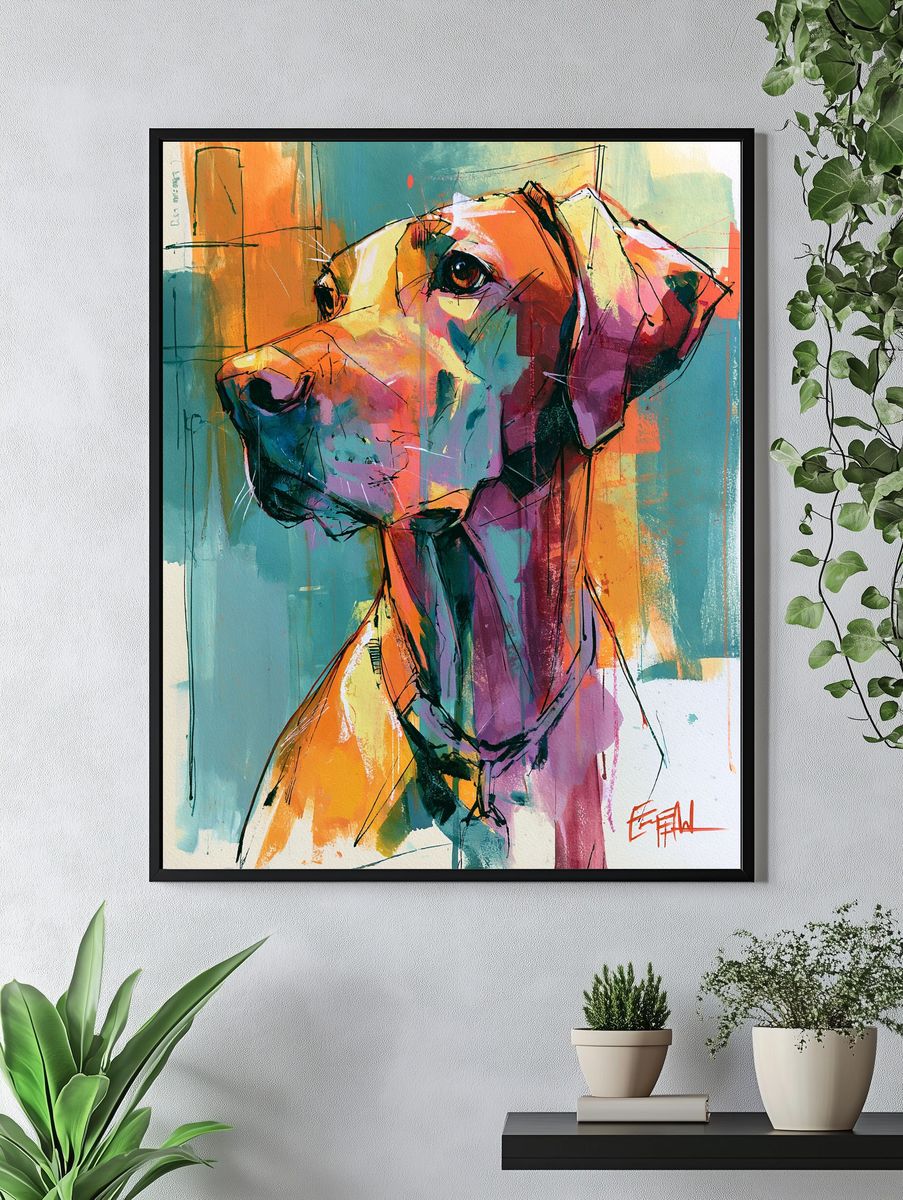 Colorful Dog Portrait Print. — room view 4